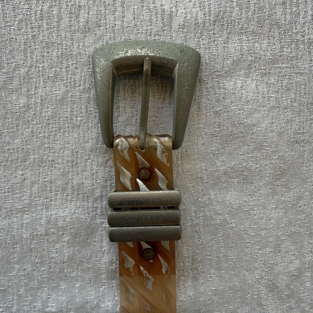 Vintage Lucite Style Translucent Carved Belt 36